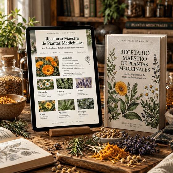 Recetario Maestro de Plantas Medicinales en tablet y libro impreso
