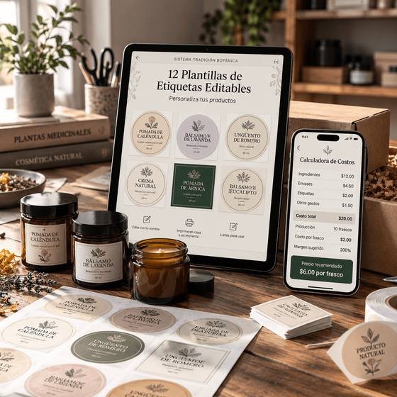 12 plantillas de etiquetas editables y calculadora de costos
